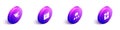 Set Isometric Filter setting, Software, Cloud technology data transfer and Server, Data, Web Hosting icon. Vector