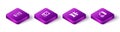Set Isometric Flight mode in the mobile, Hard disk drive with clockwise, Car sharing and Financial calendar icon. Vector