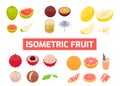 Set of Isometric fruits Vector Illustration. Royalty Free Stock Photo