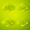 Set Isometric Fuse, Electric plug, Electrical outlet and Electric circuit scheme icon. Vector Royalty Free Stock Photo