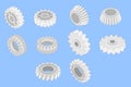 Set of isometric gears in two projections