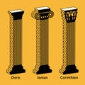 Set of isometric icons of Antique Greek columns in retro style Royalty Free Stock Photo