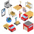 Set of isometric icons of logistics and delivery Royalty Free Stock Photo