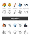 Set of isometric icons in otline style, colored and black versions Royalty Free Stock Photo