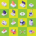 Set with Isometric Icons with Tools and Equipment