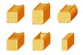 Set of isometric icons for types of timbers. Various wooden materials for the construction of prefabricated buildings.