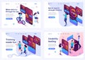 Set isometric landing pages, concept testing and using the mobile app, during sports training, food delivery and on-site orien