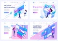 Set isometric landing pages, on the topic of online training, information security, data Analytics. For website and mobile apps