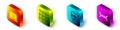 Set Isometric Laptop and lock, Binary code, Lock and key and Barbed wire icon. Vector.