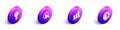 Set Isometric Light bulb with concept of idea, User of man in business suit, Pie chart infographic and Globe of the
