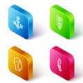 Set Isometric line Anchor, Gauge scale, Diving hood and knife icon. Vector