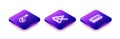 Set Isometric line Bandura, Triangle musical instrument and Harmonica icon. Vector Royalty Free Stock Photo