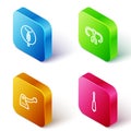 Set Isometric line Bicycle, handlebar, brake and Screwdriver icon. Vector Royalty Free Stock Photo