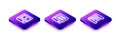 Set Isometric line Book about cinema, Books programming and Decree, parchment, scroll icon. Vector