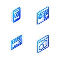 Set Isometric line Browser setting, Mobile Apps, Keyboard and Software icon. Vector Royalty Free Stock Photo