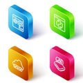 Set Isometric line Browser setting, Python programming language, Web development and Processor with microcircuits CPU Royalty Free Stock Photo