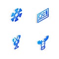Set Isometric line Canadian dollar, Snowflake, Lobster and Moose head with horns icon. Vector