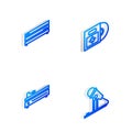 Set Isometric line CD or DVD disk in box, Video game console, and Microphone icon. Vector Royalty Free Stock Photo