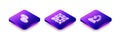 Set Isometric line Checker game chips, Board and Chess icon. Vector