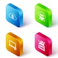Set Isometric line Cloud computing lock, api interface, Laptop and and Computer icon. Vector Royalty Free Stock Photo