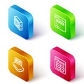 Set Isometric line Computer, Code terminal, Processor and MySQL code icon. Vector Royalty Free Stock Photo