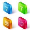 Set Isometric line Cook, Lollipop, Oven and Scrambled eggs icon. Vector