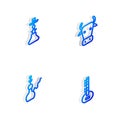 Set Isometric line Cow, Hookah, and Sitar icon. Vector