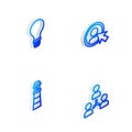 Set Isometric line Create account screen, Light bulb with concept of idea, Lighthouse and Project team base icon. Vector Royalty Free Stock Photo