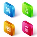 Set Isometric line Crossed arrows, Tree, Gps device with map and Hiking backpack icon. Vector