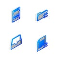 Set Isometric line Delete folder, SSD card, Social media inbox and file document icon. Vector Royalty Free Stock Photo