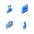 Set Isometric line Document, User of man in business suit, Briefcase and Dollar plant the pot icon. Vector