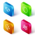Set Isometric line Dog zodiac, Eclipse of the sun, Moon and stars and Milky way spiral galaxy icon. Vector