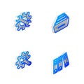 Set Isometric line Drawer with documents, Wrench and gear, and Office folders icon. Vector Royalty Free Stock Photo