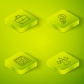 Set Isometric line Financial growth and dollar, Calendar, Front development and Briefcase icon. Vector