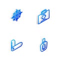 Set Isometric line First aid kit, Wind rose, Swiss army knife and Canteen water bottle icon. Vector