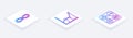 Set Isometric line Function mathematical symbol, Sigma symbol and Square root. White square button. Vector