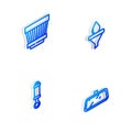 Set Isometric line Funnel and oil drop, Car air filter, Shock absorber and mirror icon. Vector Royalty Free Stock Photo