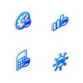 Set Isometric line 5G network, Digital speed meter, Sim Card and icon. Vector Royalty Free Stock Photo