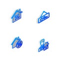 Set Isometric line Hanging sign with For Sale, House percant, and Realtor icon. Vector Royalty Free Stock Photo