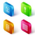 Set Isometric line Honeycomb, dipper stick, Jar of honey and icon. Vector