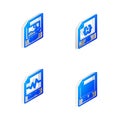 Set Isometric line JS file document, GIF, MP3 and XLS icon. Vector Royalty Free Stock Photo