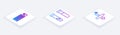 Set Isometric line Keyboard and mouse, Test tube and flask and UAV Drone. White square button. Vector