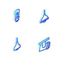 Set Isometric line Lamp hanging, Light bulb, and Led track lights and lamps icon. Vector Royalty Free Stock Photo
