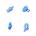 Set Isometric line Magnifying glass for search, Folded paper boat, Rocket ship and Chess icon. Vector