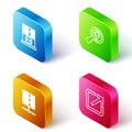 Set Isometric line Mail server, Search location, Server, Data, Web Hosting and Open new window icon. Vector Royalty Free Stock Photo