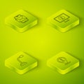Set Isometric line Monitor with information, Microphone, Location and Mobile and envelope icon. Vector
