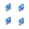 Set Isometric line MP3 file document, MOV, MP4 and CSS icon. Vector Royalty Free Stock Photo