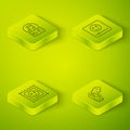 Set Isometric line Music player, LSD acid mark, Stereo speaker and note, tone icon. Vector Royalty Free Stock Photo