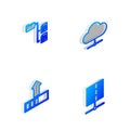 Set Isometric line Network cloud connection, Folder tree, Loading and Server, Data, Web Hosting icon. Vector Royalty Free Stock Photo