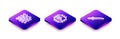 Set Isometric line Neural network, Processor CPU and Katana icon. Vector Royalty Free Stock Photo